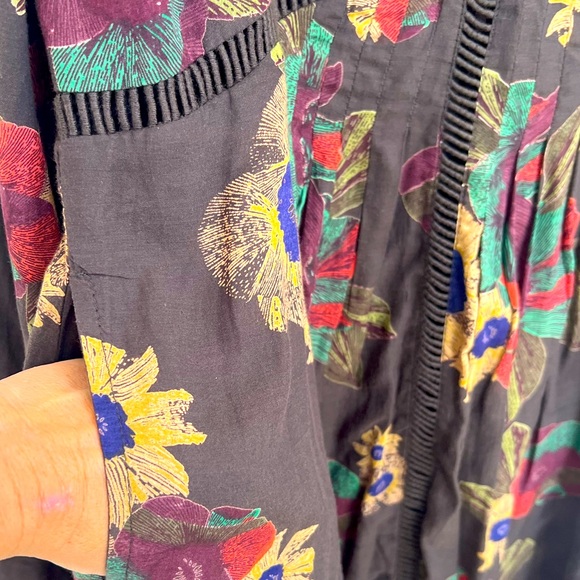 NWOT FREE PEOPLE Strawberry Fields Floral Tunic Dress Brown Long Sleeve Boho SM - Picture 8 of 12